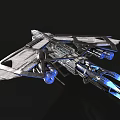 Futuristic Spaceship Design Featuring Metallic Exterior Aerodynamic Shape And Blue Accent Lights