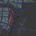 Birds Eye View Urban Planning With High Rise Buildings Green Spaces River And Roads