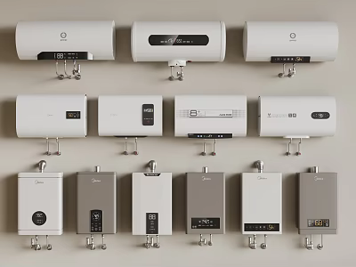Various Wall Mounted Electric Water Heaters As Daily Electrical Appliances For Home Use 3d model