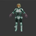 Armored Character In White Black Armor With Red Accents Helmet And Triangular Emblem Standing