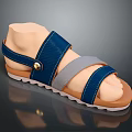 Blue And Gray Straps Sandals With Golden Buckle Light Brown Sole