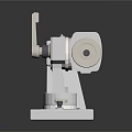 Industrial Equipment Two White Mechanical Units With Metal Shafts And Precision Bases