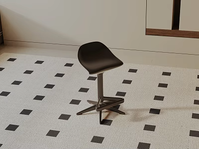 Modern Black Leather Bar Stool With Sleek Metal Frame And Minimalist Design 3d model