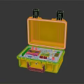 Portable Computer Equipment With Yellow Open Case Control Panel Display Screen And Buttons 3d model