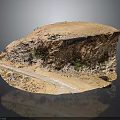 Detailed Rock Mountain Landscape Model With Vegetation Pathway And Surface Texture