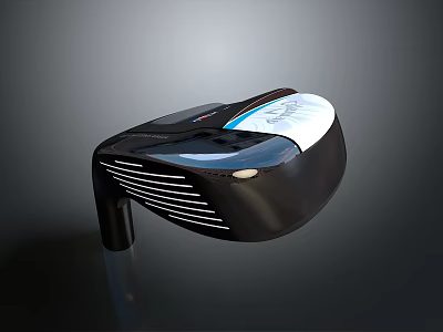 Modern Black Golf Club Head Featuring Blue White Accents Sleek Design For Daily Use 3d model