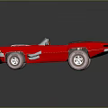 Red Vintage Convertible Sports Car With White Skull Design On Body Open Top