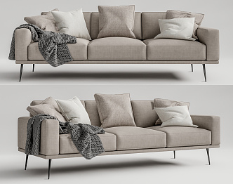 Modern three-seat sofa multiplayer sofa 3d model