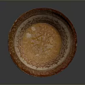 Elegant Intricately Carved Bowl With Arabic Calligraphy Geometric Patterns And Striped Design