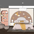 Cozy Kids Room With Pink Walls Cloud Chandelier Moon Star Decor And Pumpkin Chairs