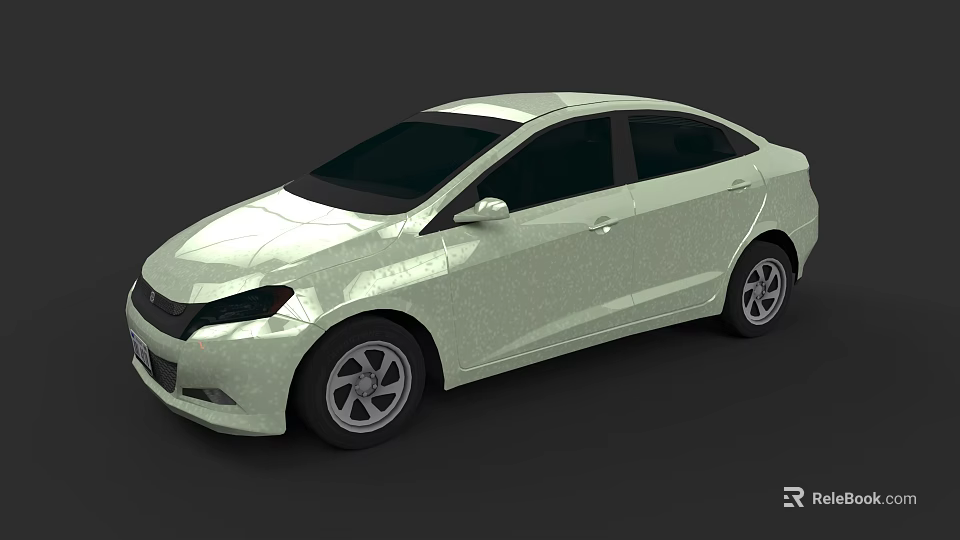 Light Green Modern Sedan With Sleek Design And Silver Wheels Tinted Windows 3d model 