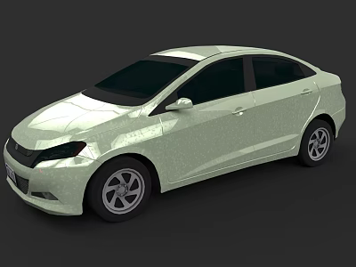 Light Green Modern Sedan With Sleek Design And Silver Wheels Tinted Windows 3d model