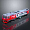 Red And Silver Train Model With Multiple Carriages HXD Front On Dark Background Reflection