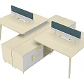 Modular Office Workstation Desk With Privacy Screens Computer Monitors And Drawer Cabinets 3d model