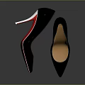 Elegant Black High Heels Featuring Red Heel Smooth Patent Leather Orange Lining