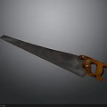 Old Hand Saw With Wooden Handle And Rustic Metal Blade As Vintage Carpentry Tool