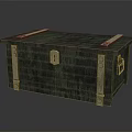 Green Wooden Chest Furniture With Brass Metal Straps Lock And Handle