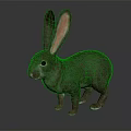 Brown Rabbit With Long Ears And Fluffy Fur On Gray Reflective Surface 3d model