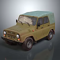 Vintage Military Green Off Road Vehicle With Canvas Top And Classic Design Details