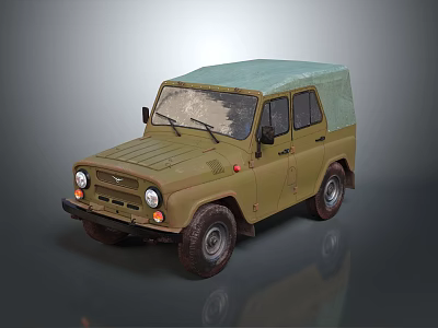 Vintage Military Green Off Road Vehicle With Canvas Top And Classic Design Details 3d model