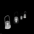 Lantern Shaped Modern Table Lamp with Glass Shade Candle Like Light and Black White Base