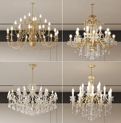 Luxury Gold Crystal Chandelier With Ornate Design And Multiple Light Bulbs For Ceiling Decor 3d model