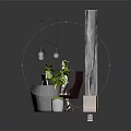 Modern Office Reception Desk Furniture With Marble Background Wall And Green Plant