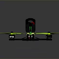 Black Quadcopter Drone With Green Propellers And Camera Module On Lightweight Frame 3d model
