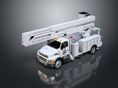 White Aerial Work Function Vehicle For Utility Tasks With Lifting Arm 3d model