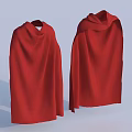 Red Hooded Cloaks With Soft Flowy Fabric Displayed In Two Views 3d model