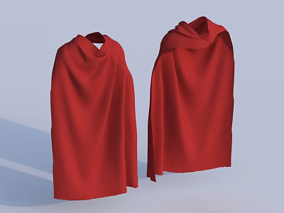 Red Hooded Cloaks With Soft Flowy Fabric Displayed In Two Views 3d model