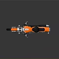 Orange Cruiser Motorcycle With Black Leather Seat Chrome Engine Parts Shiny Aluminum Wheels