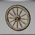Vintage Wooden Cart Wheel With Classic Spokes And Rustic Design Elements 3d model