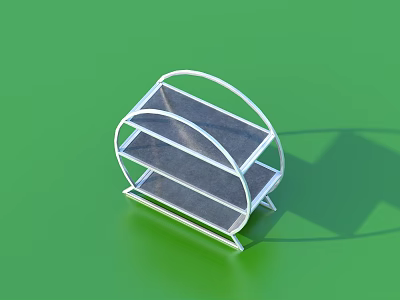 White Metal Three Tier Display Shelf On Green Surface For Small Items 3d model