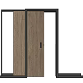 Modern Wooden Sliding Doors With Black Handles And Natural Wood Grain