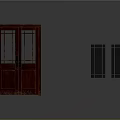 Classic Wooden Double Door With Glass Panels And Metal Handles Design