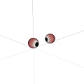 Pair of Red Eyeballs with Black Pupils on White Background