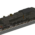 Black Vintage Steam Train Model on Railway Track with Detailed Design