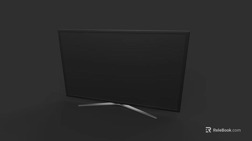 Modern Black TV With Sleek Design Slim Frame And Silver Stand 3d model 
