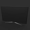 Modern Black TV With Sleek Design Slim Frame And Silver Stand