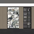 Modern Study Room Interior With Open Bookshelves Glass Door Bookcases Wooden Cabinets And Decorative Items