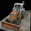 Old Rusty Farm Tractor Parked on Muddy Ground with Visible Body Rust 3d model
