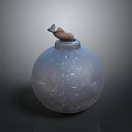 Solid Gray Spherical Bomb With Rustic Cracked Surface And Short Metallic Fuse 3d model