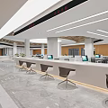 Modern Service Hall Interior With Consultation Counter And Tech Background 3d model