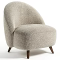 Modern Beige Single Sofa With Textured Plush Fabric And Wooden Legs Design