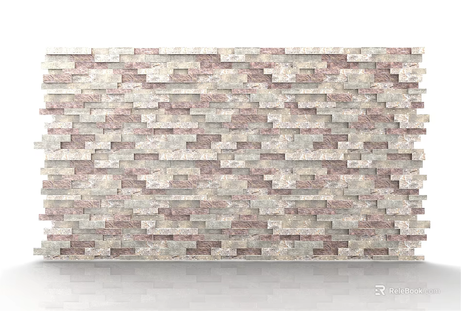Textured Building Exterior Wall With Mixed Color Bricks And Layered Pattern 3d model