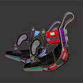 Advanced Mechanical Weapon With Red Purple Green Accents And Adjustable Straps Design
