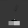 Minimalist White Cube Base With Black Circular Plate And Incense Stick Smoking
