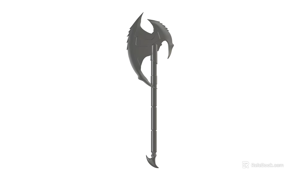 Fantasy Battle Axe Weapon With Decorative Curved Blade And Ornate Handle 3d model 
