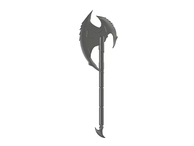 Fantasy Battle Axe Weapon With Decorative Curved Blade And Ornate Handle 3d model